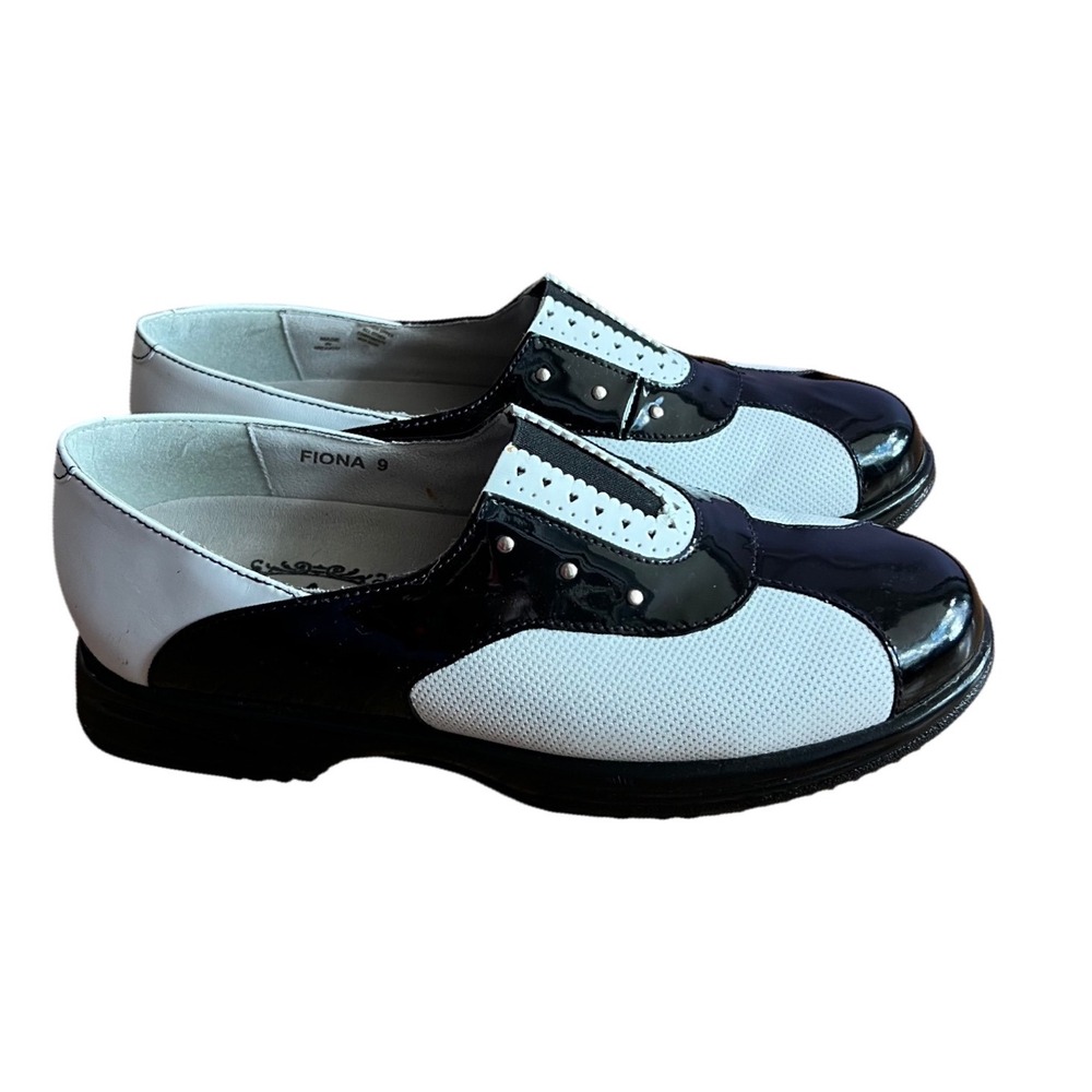 Vintage Sandbaggers Fiona Golf Shoes Black & White Leather Accents Womens Size 9